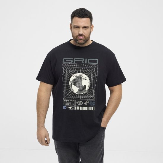 North Latitude 53333 Grid Printed T-Shirt Black - Marškinėliai - Marškinėliai - 2XL-14XL