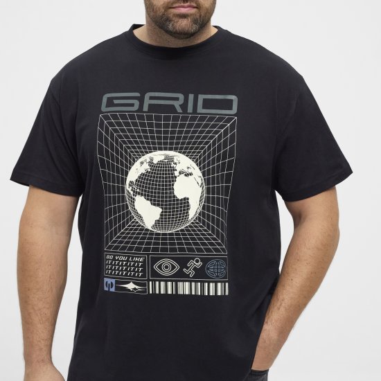 North Latitude 53333 Grid Printed T-Shirt Black - Marškinėliai - Marškinėliai - 2XL-14XL