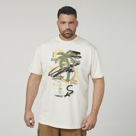 North Latitude 61360 Palm Printed T-Shirt Off White - Didelių vyrų marškinėliai su spaudiniais - Didelių vyrų marškinėliai su spaudiniais