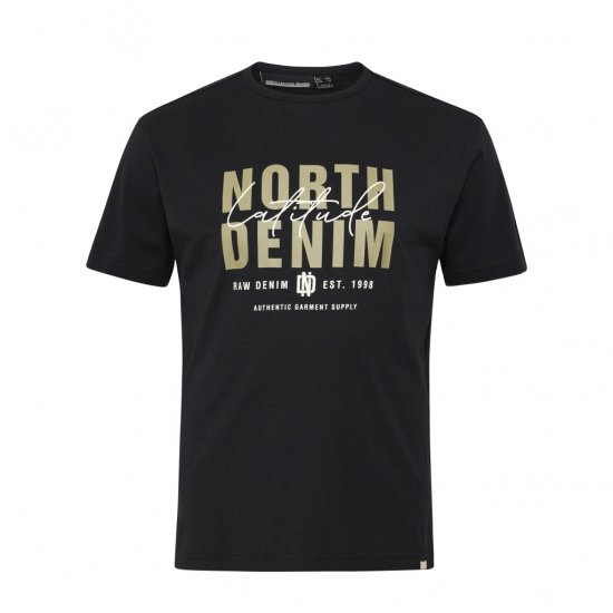North Latitude Denim Printed Logo T-Shirt Black - Marškinėliai - Marškinėliai - 2XL-14XL