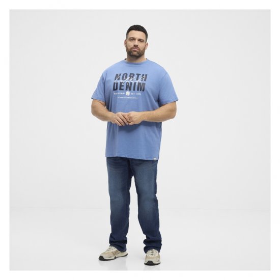 North Latitude Denim Printed Logo T-Shirt Dusty Blue - Marškinėliai - Marškinėliai - 2XL-14XL