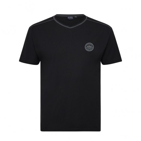 North Latitude Pyjama T-Shirt V-Neck Short Sleeve Black - Pižama/Loungewear - Didelių Dydžių Vyriškos Pižamos