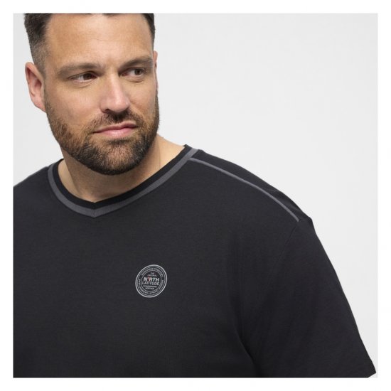 North Latitude Pyjama T-Shirt V-Neck Short Sleeve Black - Pižama/Loungewear - Didelių Dydžių Vyriškos Pižamos