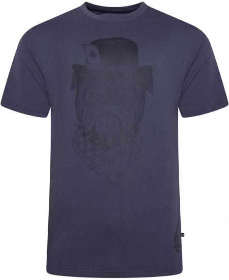 Kam Jeans 5794 Bulldog Printed T-Shirt Navy - Didelių vyrų marškinėliai su spaudiniais - Didelių vyrų marškinėliai su spaudiniais