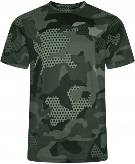 Kam Jeans AP016 Camo Technical T-Shirt Charcoal - Didelių vyrų marškinėliai su spaudiniais - Didelių vyrų marškinėliai su spaudiniais