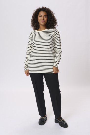 Kaffe Curve Winni Ilgomis rankovėmis Marškinėliai Antikinė balta/Juoda juosta - Marškinėliai - 
