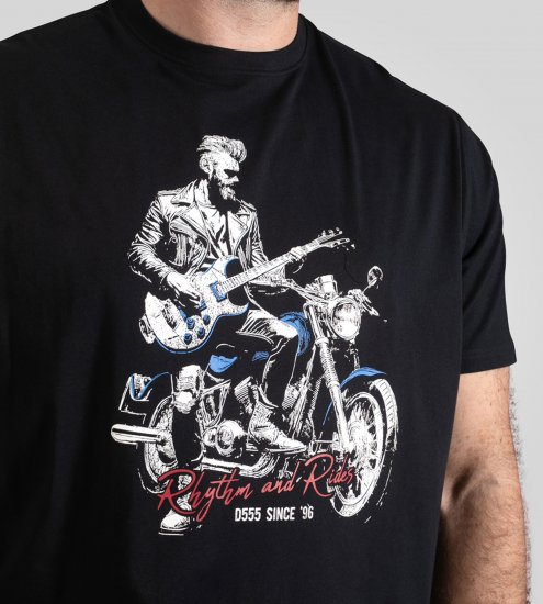 D555 Derby T-Shirt Rhythm and Rides Navy - Marškinėliai - Marškinėliai - 2XL-14XL
