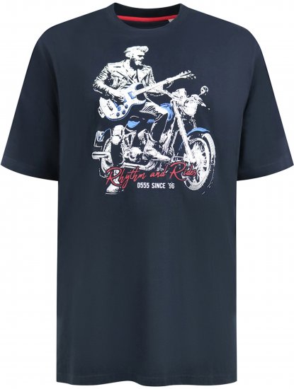 D555 Derby T-Shirt Rhythm and Rides Navy - Marškinėliai - Marškinėliai - 2XL-14XL