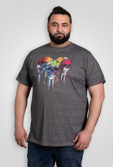 D555 Coalville T-Shirt Skulls with Colored Drips Navy Twist - Marškinėliai - Marškinėliai - 2XL-14XL