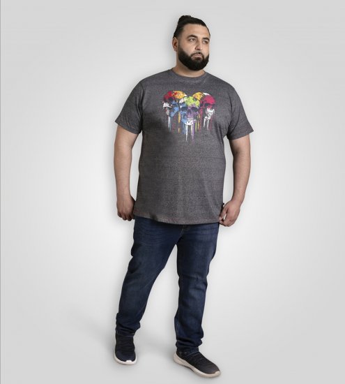 D555 Coalville T-Shirt Skulls with Colored Drips Navy Twist - Marškinėliai - Marškinėliai - 2XL-14XL