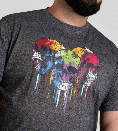 D555 Coalville T-Shirt Skulls with Colored Drips Navy Twist - Marškinėliai - Marškinėliai - 2XL-14XL