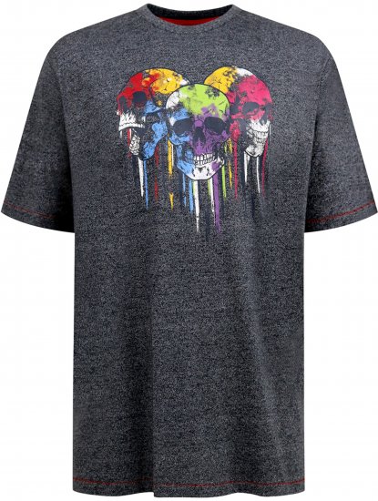 D555 Coalville T-Shirt Skulls with Colored Drips Navy Twist - Marškinėliai - Marškinėliai - 2XL-14XL