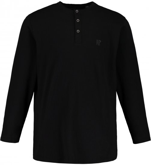JP1880 Henley T-Shirt Long Sleeve Black TALL - VYRIŠKI DRABUŽIAI MT-6XLT - Drabužiai aukštiems vyrams