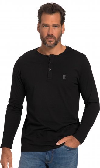 JP1880 Henley T-Shirt Long Sleeve Black TALL - VYRIŠKI DRABUŽIAI MT-6XLT - Drabužiai aukštiems vyrams