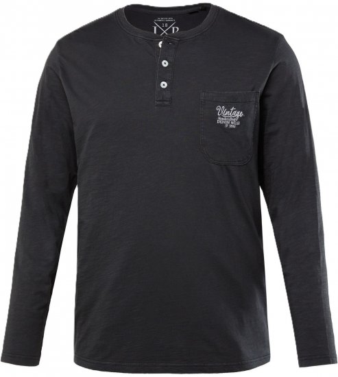 JP1880 T-Shirt Henley Long Sleeve Black TALL - VYRIŠKI DRABUŽIAI MT-6XLT - Drabužiai aukštiems vyrams