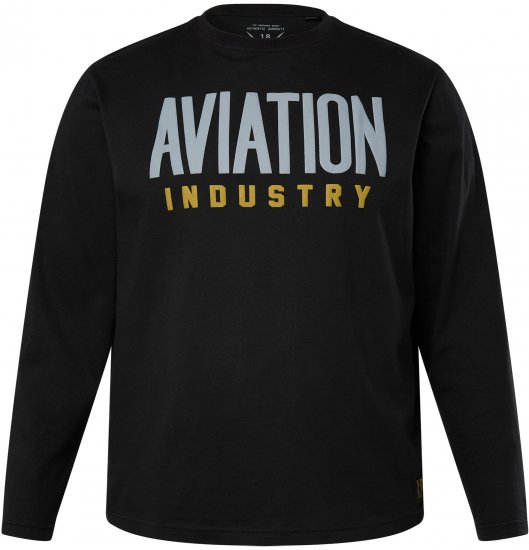 JP1880 T-Shirt Long Sleeve Aviation Black TALL - VYRIŠKI DRABUŽIAI MT-6XLT - Drabužiai aukštiems vyrams