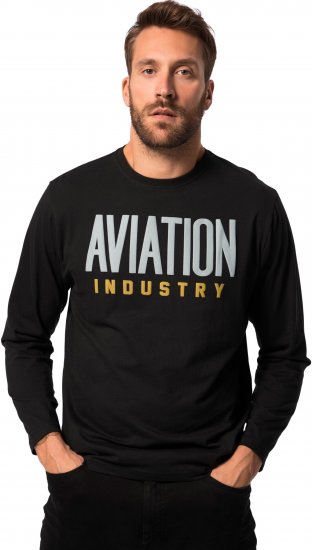JP1880 T-Shirt Long Sleeve Aviation Black TALL - VYRIŠKI DRABUŽIAI MT-6XLT - Drabužiai aukštiems vyrams