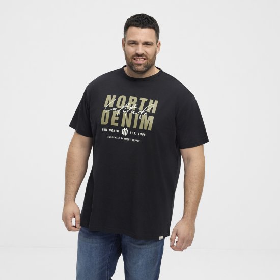 North Latitude Denim Printed Logo T-Shirt Black TALL - TALL marškinėliai - Marškinėliai Aukštiems Vyrams