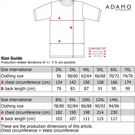 Adamo Motivshirt Comfort Fit College Grey - Marškinėliai - Marškinėliai - 2XL-14XL