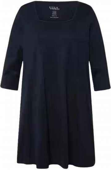 Ulla Popken Square Neckline Knit Swing A-line Pocket Tunic Navy Blue - Marškinėliai - 
