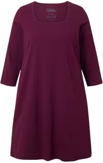 Ulla Popken Square Neckline Knit Swing A-line Pocket Tunic Dark Ruby - Ulla Popken - 