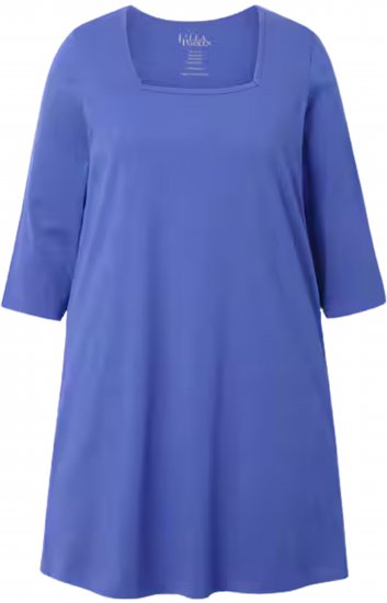Ulla Popken Square Neckline Knit Swing A-line Pocket Tunic Blue Purple - Marškinėliai - 