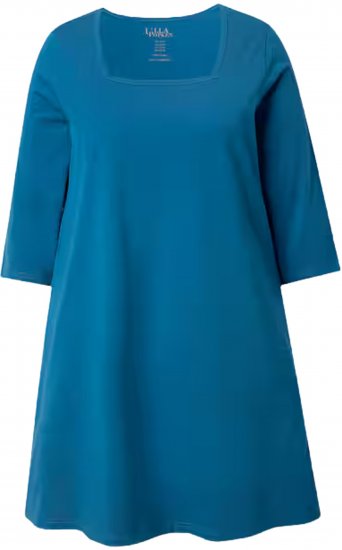 Ulla Popken Square Neckline Knit Swing A-line Pocket Tunic Teal - Marškinėliai - 