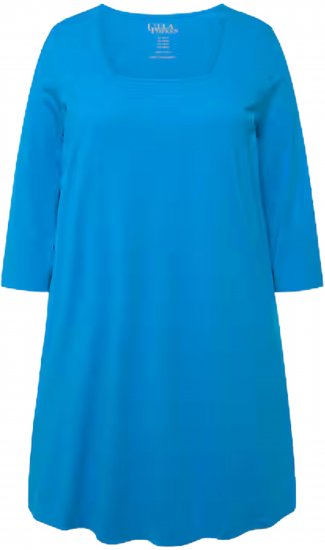 Ulla Popken Square Neckline Knit Swing A-line Pocket Tunic Light Azure - Marškinėliai - 