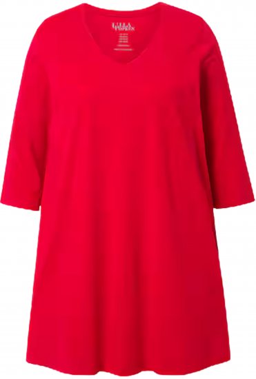 Ulla Popken V-Neck Swing A-line Hem Cotton Knit Tunic Salsa Red - Marškinėliai - 