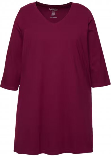 Ulla Popken V-Neck Swing A-line Hem Cotton Knit Tunic Dark Berry - Marškinėliai - 