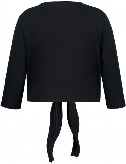 Ulla Popken Versatile Surplice Wrap Tie Hem Bolero Top Black - Marškinėliai - 