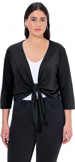 Ulla Popken Versatile Surplice Wrap Tie Hem Bolero Top Black - Marškinėliai - 