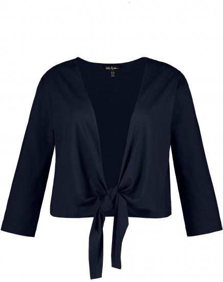 Ulla Popken Versatile Surplice Wrap Tie Hem Bolero Top Navy - Marškinėliai - 