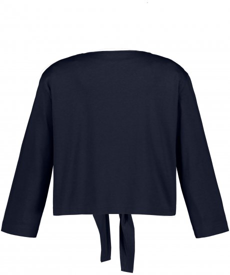 Ulla Popken Versatile Surplice Wrap Tie Hem Bolero Top Navy - Marškinėliai - 