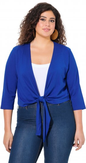 Ulla Popken Versatile Surplice Wrap Tie Hem Bolero Top Cobalt Blue - Marškinėliai - 