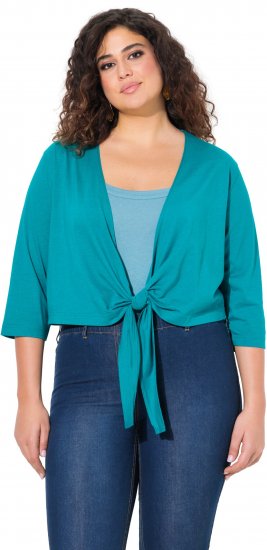 Ulla Popken Versatile Surplice Wrap Tie Hem Bolero Top Teal - Marškinėliai - 