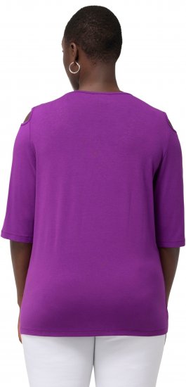 Ulla Popken Rhinestone Detail 3/4 Sleeve Tee Blackberry - Spausdinti marškinėliai moterims - 