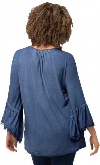 Ulla Popken Trumpet Sleeve Cold Dyed Tee Dove Blue - Spausdinti marškinėliai moterims - 