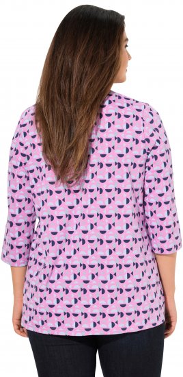 Ulla Popken Geometric Pattern 3/4 Sleeve Tee Amethyst - Spausdinti marškinėliai moterims - 