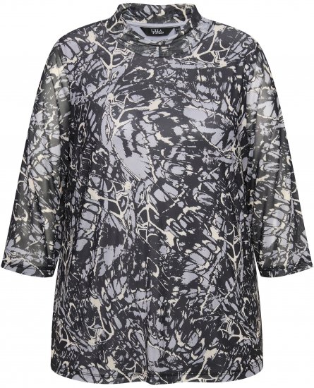 Ulla Popken Mesh Butterfly Wing Layered Tee Black - Marškinėliai - 