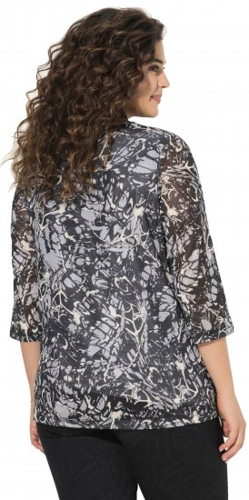 Ulla Popken Mesh Butterfly Wing Layered Tee Black - Marškinėliai - 