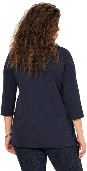 Ulla Popken Peace Love Life 3/4 Sleeve Graphic Tee Navy - Marškinėliai - 