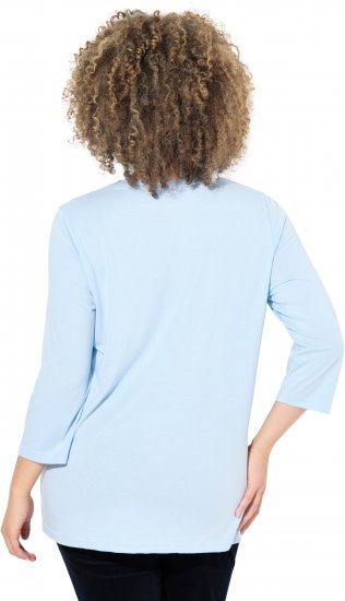 Ulla Popken Country Lettered 3/4 Sleeve Tee Soft Light Blue - Spausdinti marškinėliai moterims - 