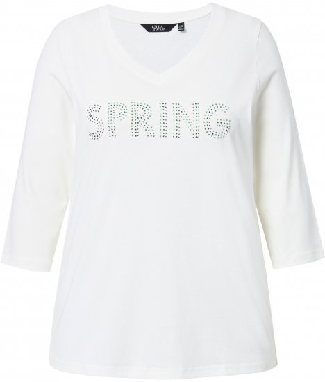 Ulla Popken SPRING Studded 3/4 Sleeve Tee Off-White - Marškinėliai - 