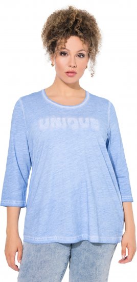 Ulla Popken UNIQUE Embroidered 3/4 Sleeve Tee Light Blue - Marškinėliai - 