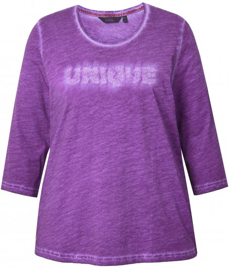 Ulla Popken UNIQUE Embroidered 3/4 Sleeve Tee Purple - Marškinėliai - 