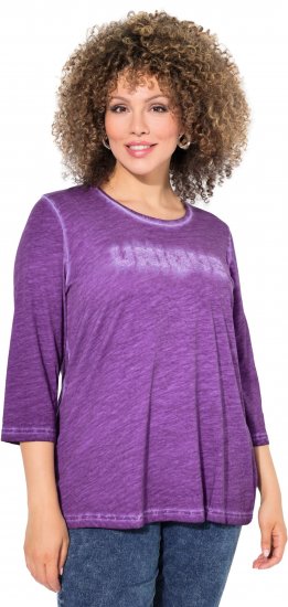 Ulla Popken UNIQUE Embroidered 3/4 Sleeve Tee Purple - Marškinėliai - 