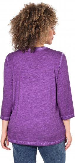 Ulla Popken UNIQUE Embroidered 3/4 Sleeve Tee Purple - Marškinėliai - 
