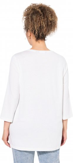 Ulla Popken Casual Mood Floral V-Neck Tee Off-White - Marškinėliai - 