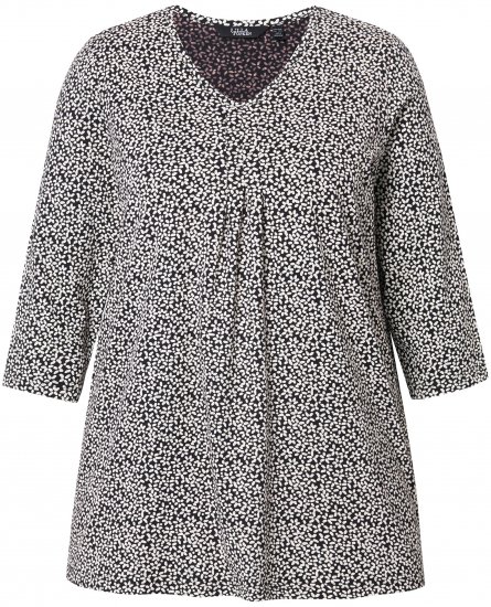 Ulla Popken Floral A-Line 3/4 Sleeve Tee Black - Ulla Popken - 